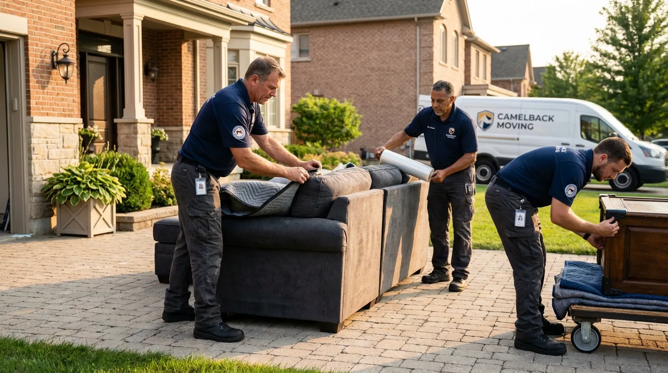 Large estate moving crew wrapping furniture in Bethany, OK